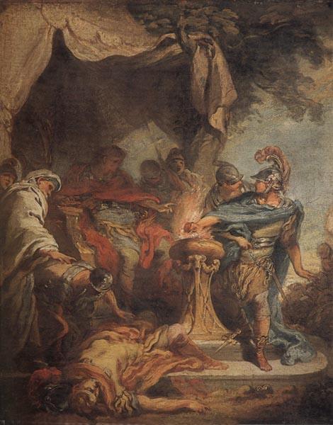 Francois Boucher Mucius Scaevola putting his hand in the fire